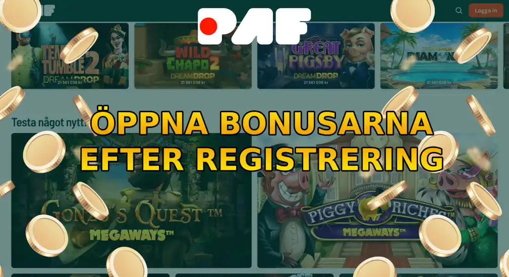 Bonusar för registrering och insättning på Paf Casino